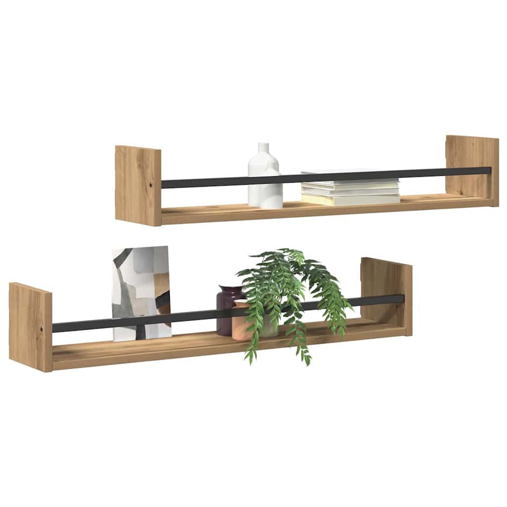 vidaXL Regal Wandregal Wandmontiert 2 pcs Artisan-Eiche 80 x 16 x 14 cm, 2- günstig online kaufen