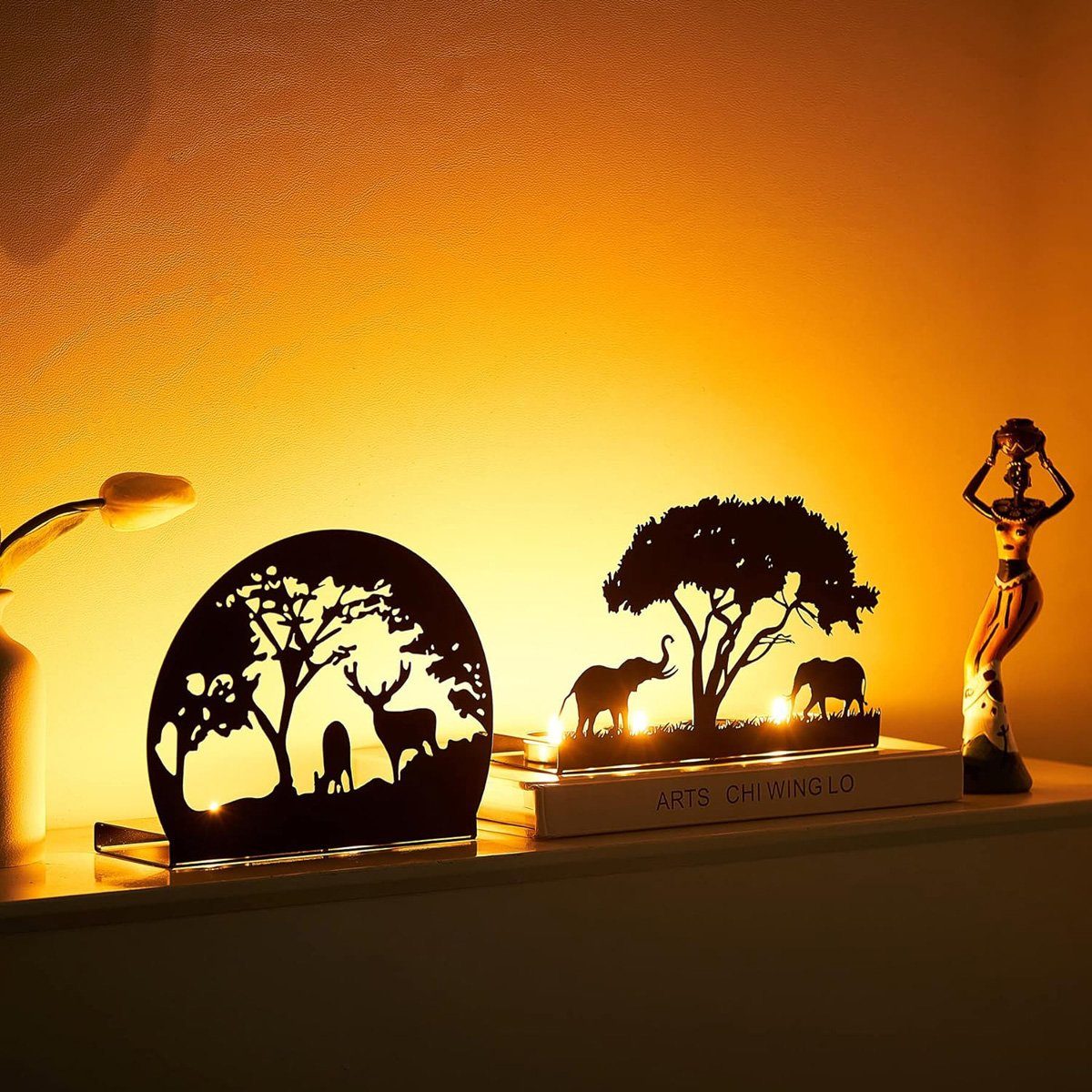 und geeignet Eisen götäzer Hochzeitsdekoration Tiersilhouette Metall für Kerzenständer Teelicht, Kerzenhalter aus Wohnzimmer-Couchtischdekoration, mit aus