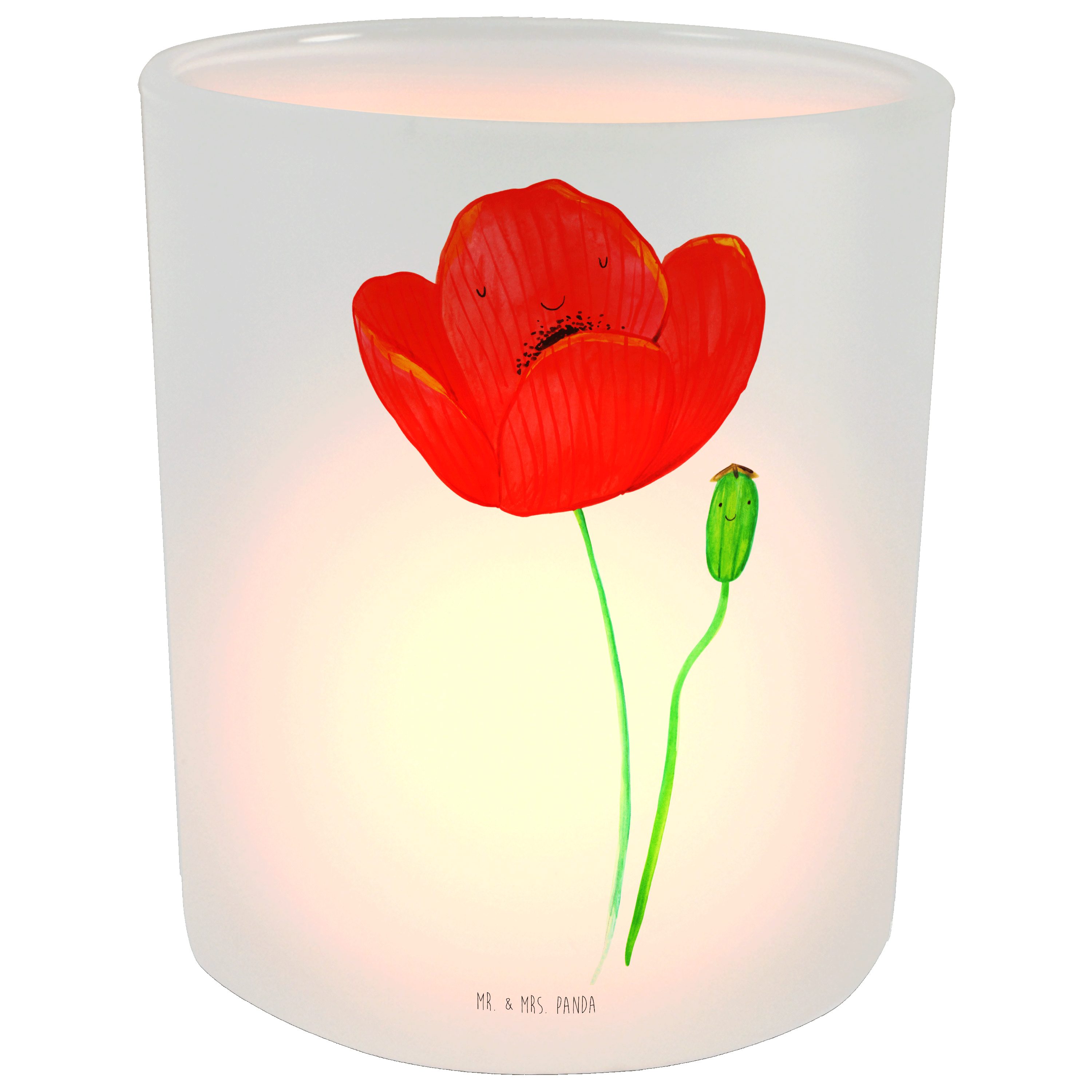 (1 St) Kerzenglas Geschenk, Mohnblume Transparent Mrs. Mr. Panda Windlicht Räubertochter, & - - Blumen,