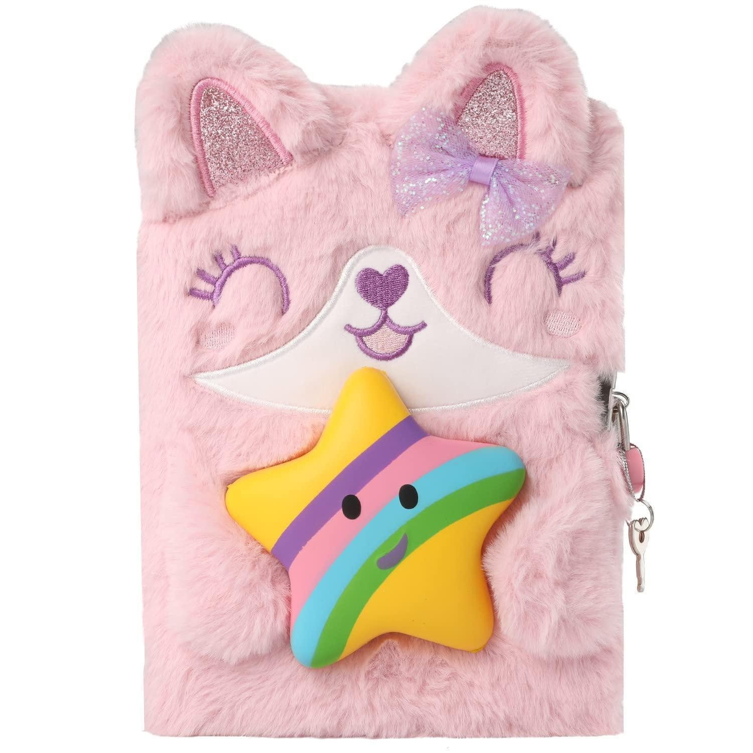 LuxusKollektion Tagebuch Tagebuch Katze Mädchen rosa Plüsch Schloss 160 Seiten