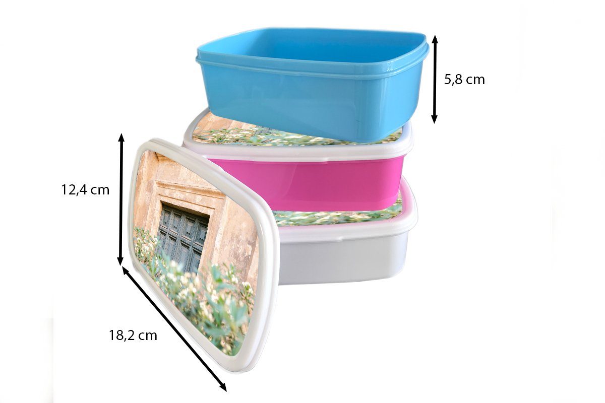 (2-tlg), Vintage, - Grün Tür Brotbox Blumen und Lunchbox für weiß Mädchen - - - Architektur MuchoWow Kinder Erwachsene, Brotdose, Jungs für Kunststoff, und