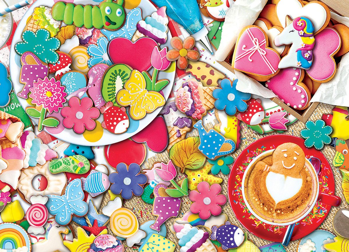 Puzzle 1000 Teile Puzzle - Puzzle - Leckere Kekse in bunten Farben, Puzzleteile