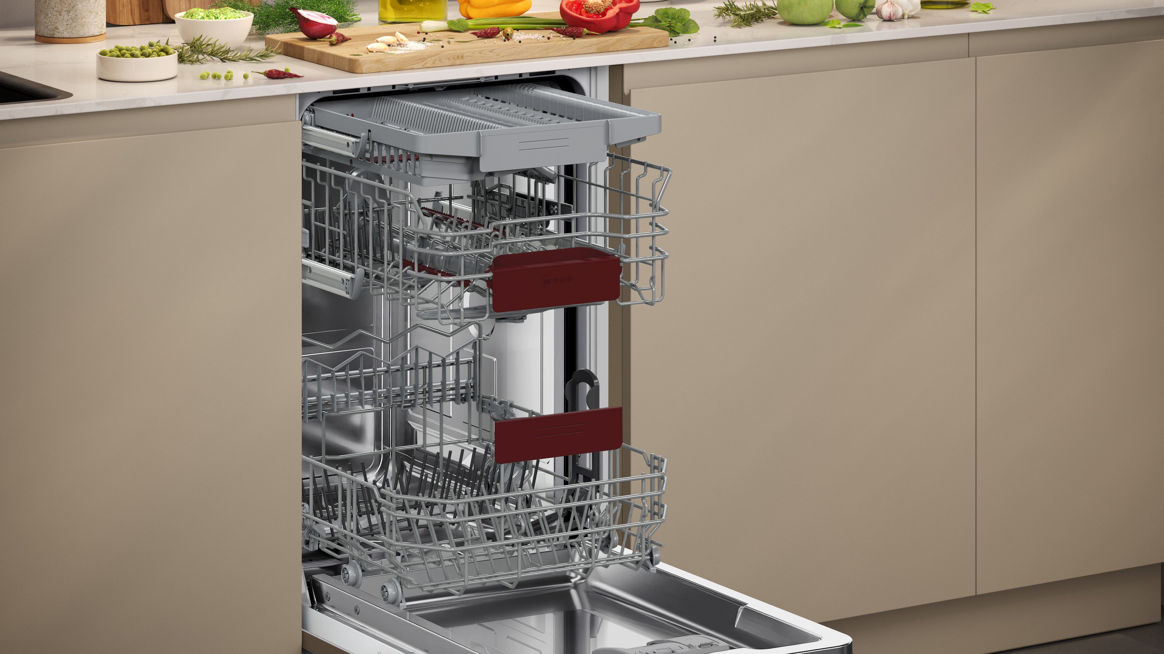 NEFF vollintegrierbarer Geschirrspüler N 50 S855EMX34E, 10 Maßgedecke, Automatische Türöffnung für Effizienz, flexible Körbe & Schubladen – Bild 4 von 5