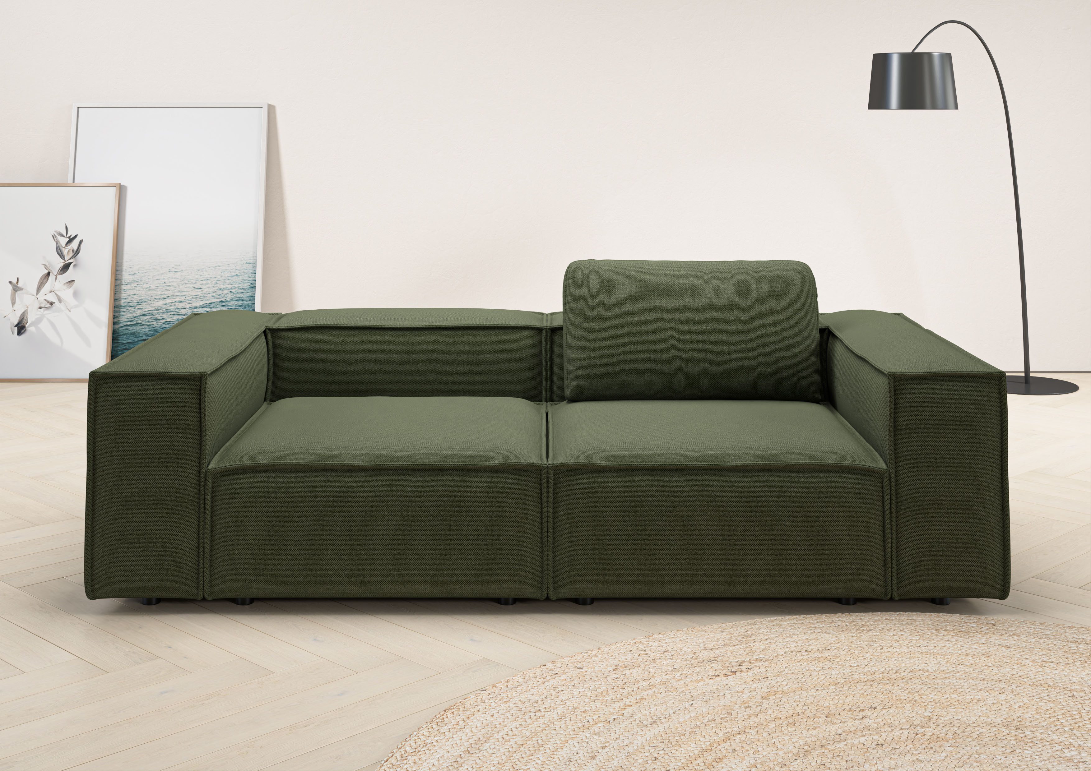 Home affaire 2-Sitzer Watertown, modern, Sofa 246 cm breit, in 2 Tiefen, Japandi Design, Sofa Extra Tiefe 188cm,extra breiter Sitzfläche, Flachgewebe PICASSO