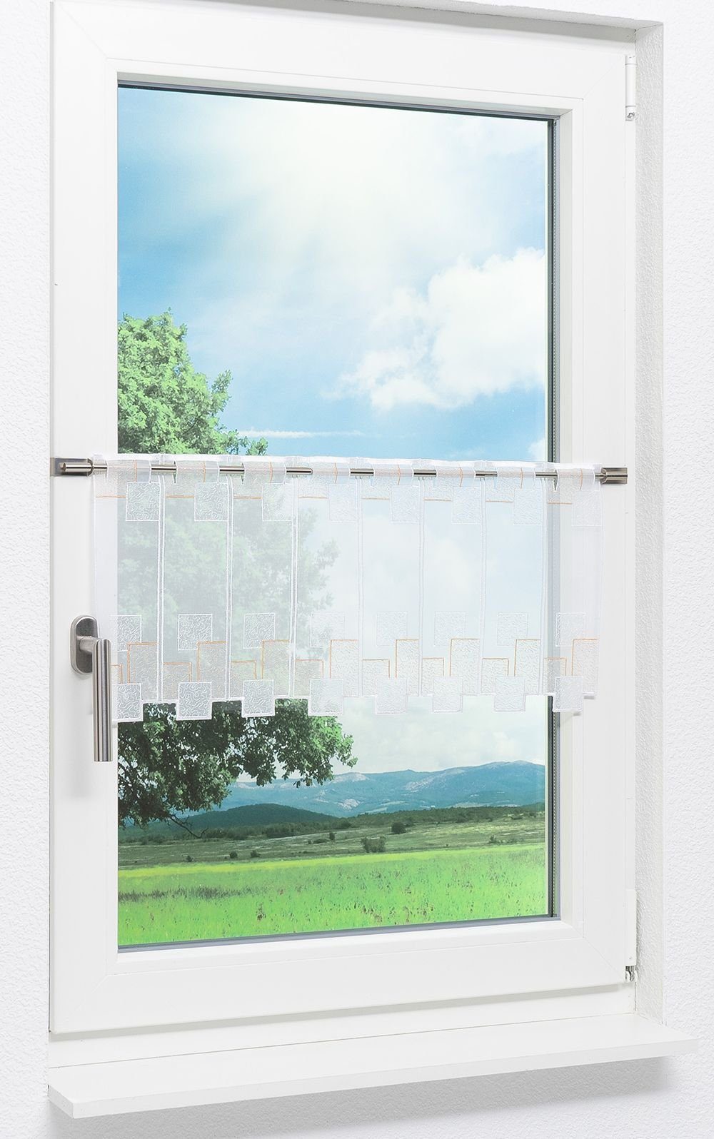 Plauener Spitze® Scheibengardine Blocks, (1 St), günstig online kaufen