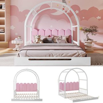 DOTMALL Prinzessinbett Erweiterbares Gewölbtes Dachbett, Schiebebett, Kinderbett, Tagesbett