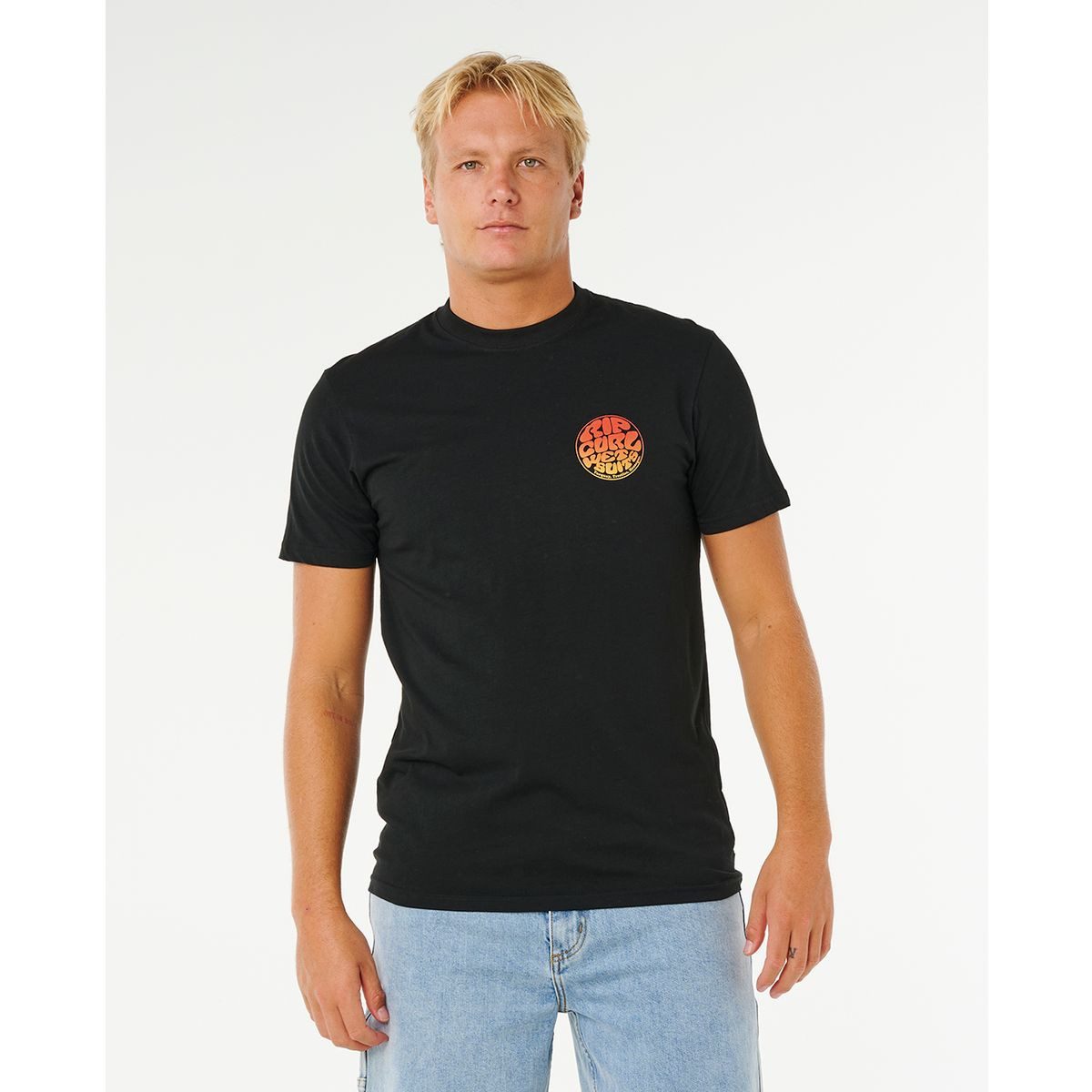 Rip Curl Kurzarmshirt Wettie Passage Icon Tee Stilvolles T-Shirt aus Bio-Baumwolle mit auffälligem Front- und