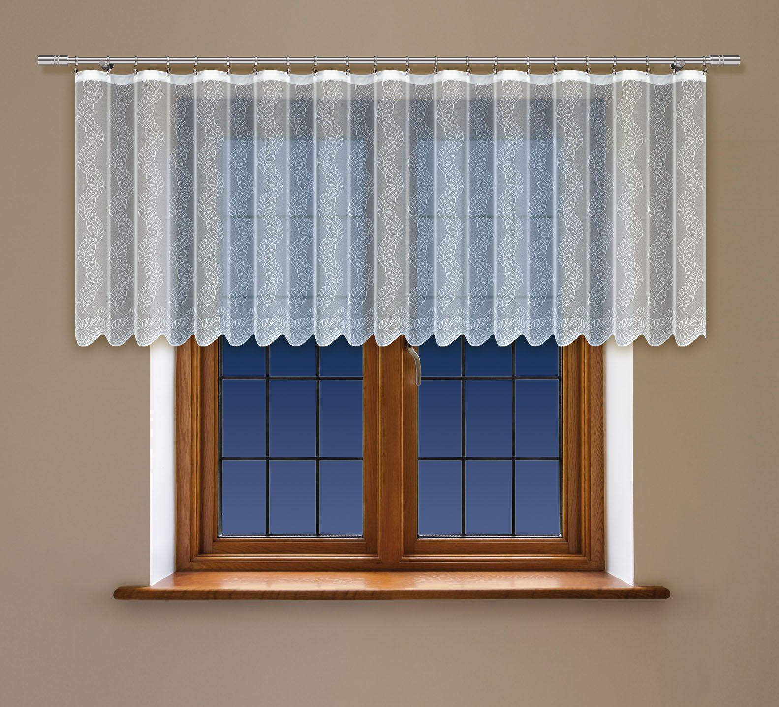 Gardine 24882 Jacquard-Stoff halbtransparent Muster Blätter