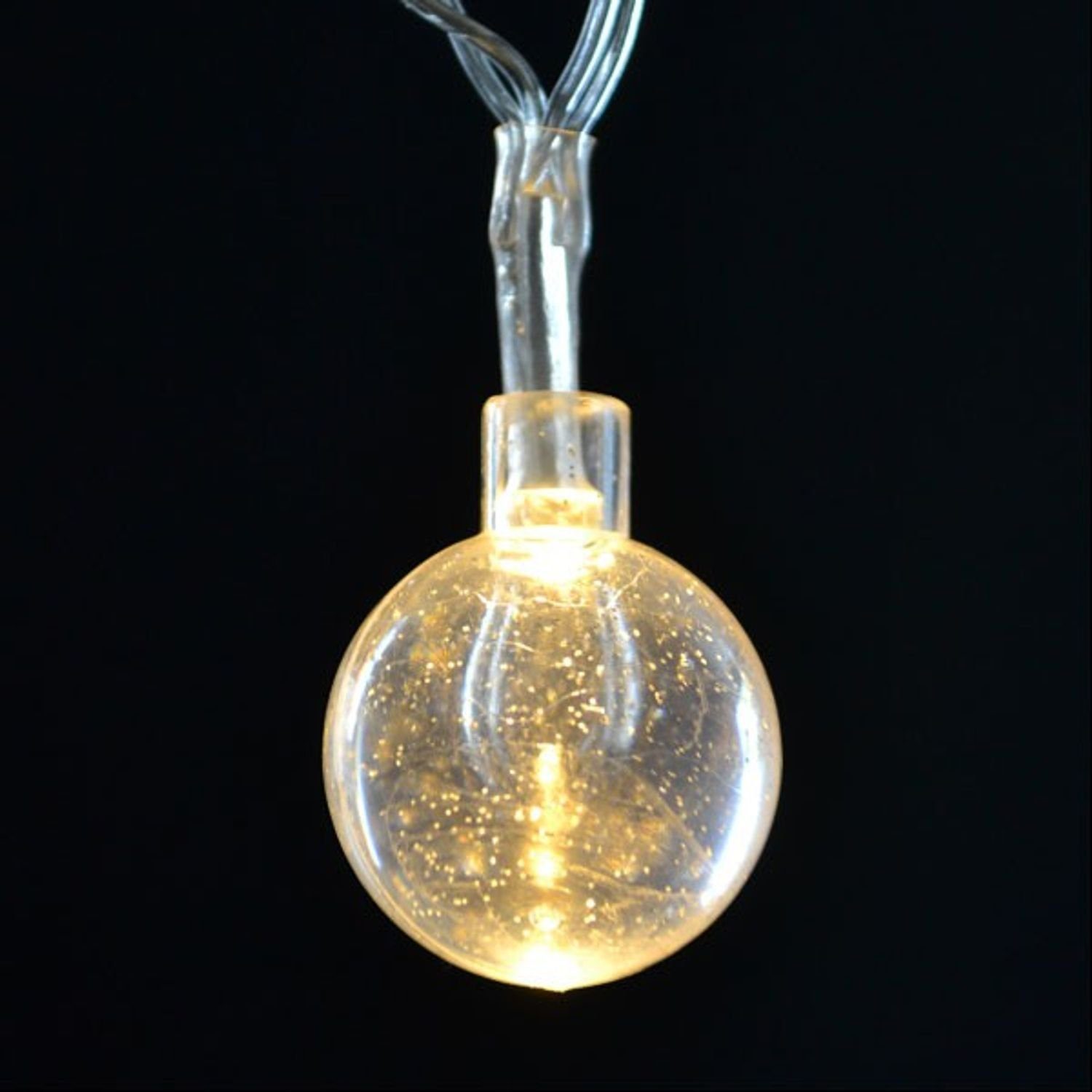 BURI Lichterkette LED Lichterkette mit Glitzerkugeln Weihnachtsbeleuchtung warmweiß, Kugel