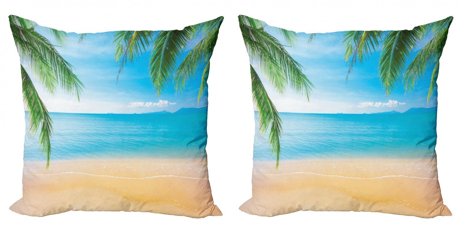 (2 Exotische Kissenbezüge Strand Modern Stück), Lagune Sand Digitaldruck, Doppelseitiger Abakuhaus Ozean Accent