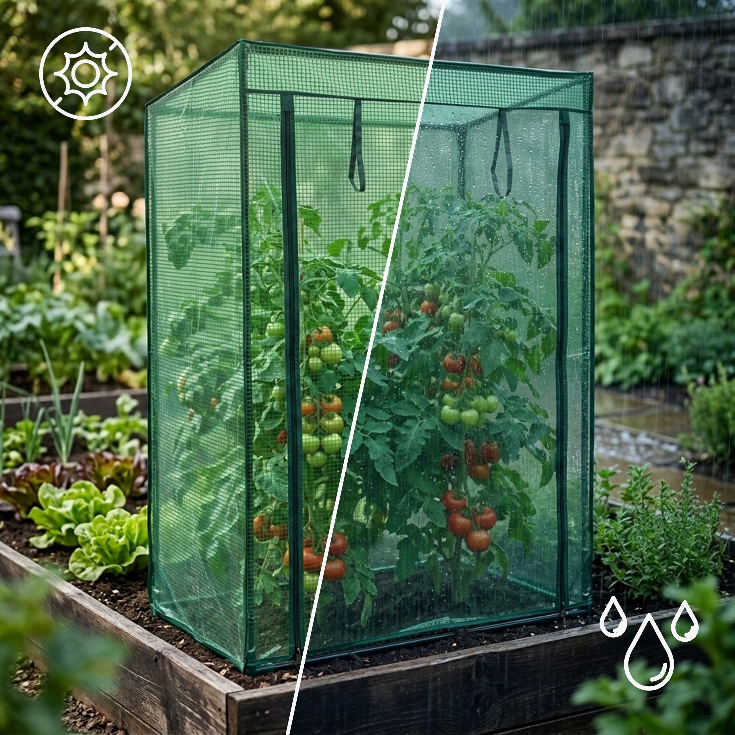relaxdays Gewächshaus für Tomaten mit Schrägdach, BxTxH: 100 x 50 x 150 cm, BxLxH: 100 x 50 x 150 cm, 2-St., PE – Bild 5 von 5
