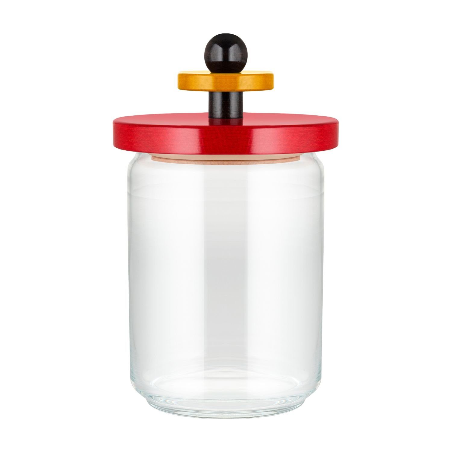 Alessi Vorratsdose Sottsass Collection Twergi Rot 1000 ml, Buchenholz, Glas, (1-tlg)
