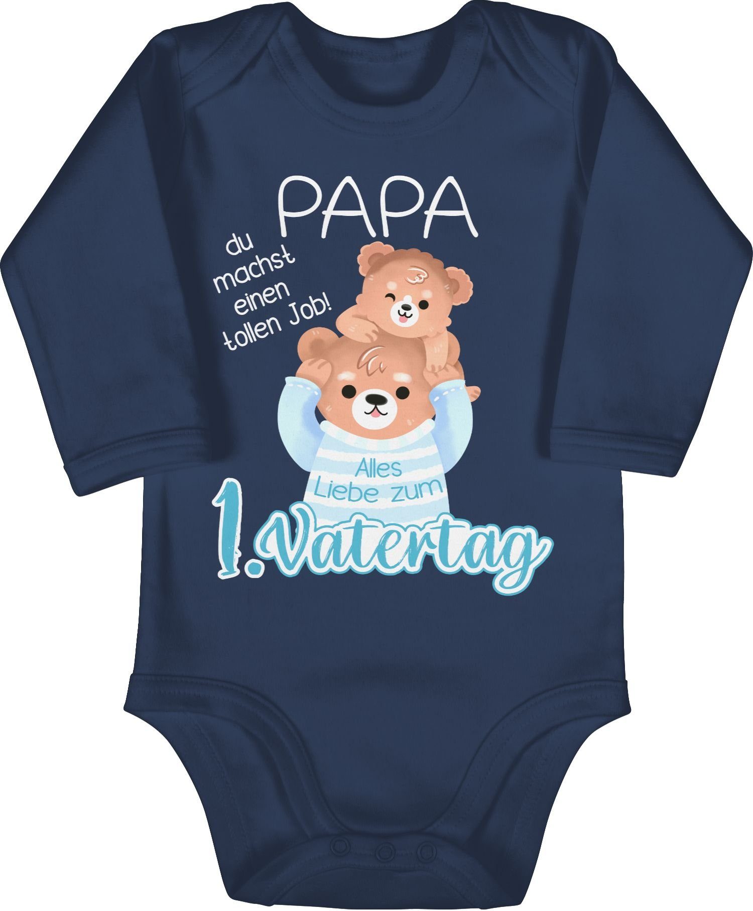 Shirtracer Shirtbody Alles Liebe zum 1. Vatertag - Papa Bär und Baby Bär Geschenk Vatertag Baby 1 Navy Blau