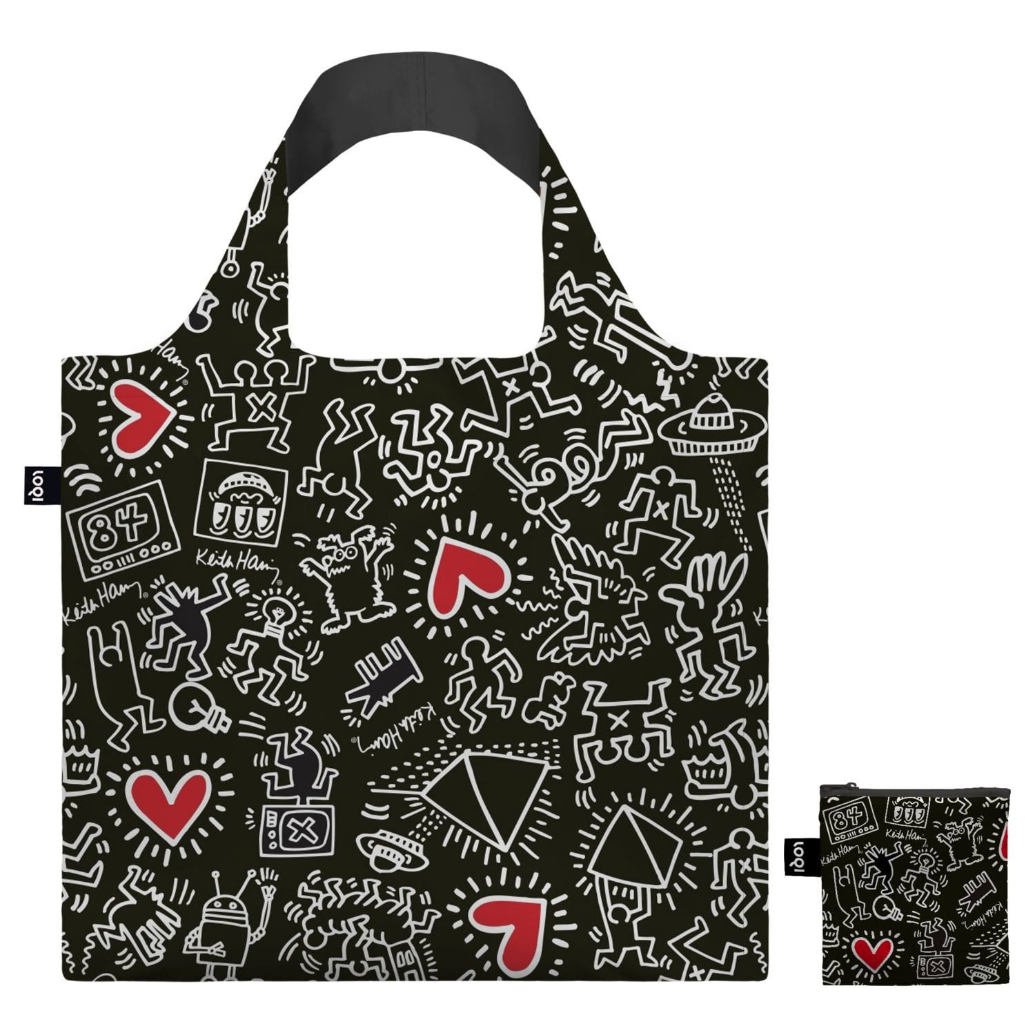 Henkeltasche KEITH HARING Black Pattern Recycelte Tasche