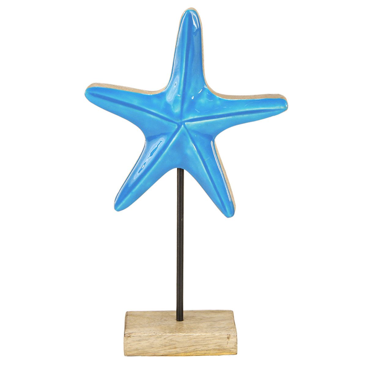 DIJK Dekofigur Seestern Deko Blau Holz Maritim Mangoholz H25cm