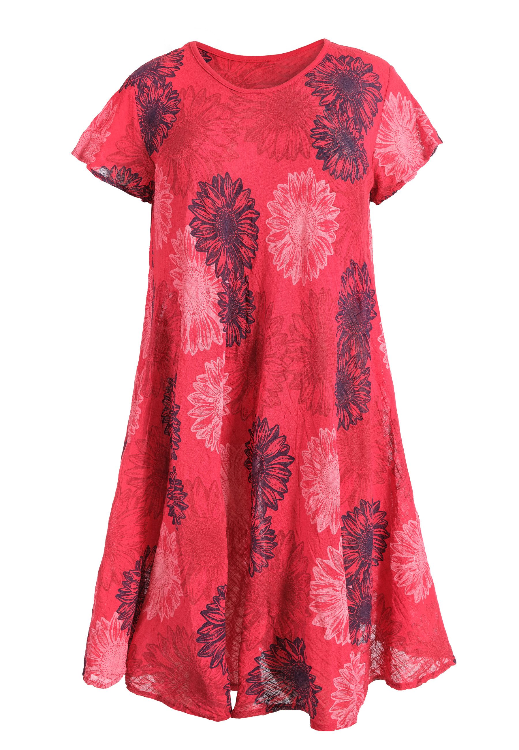 PEKIVESSA Sommerkleid Baumwollkleid mit Blumenmuster kurzarm günstig online kaufen