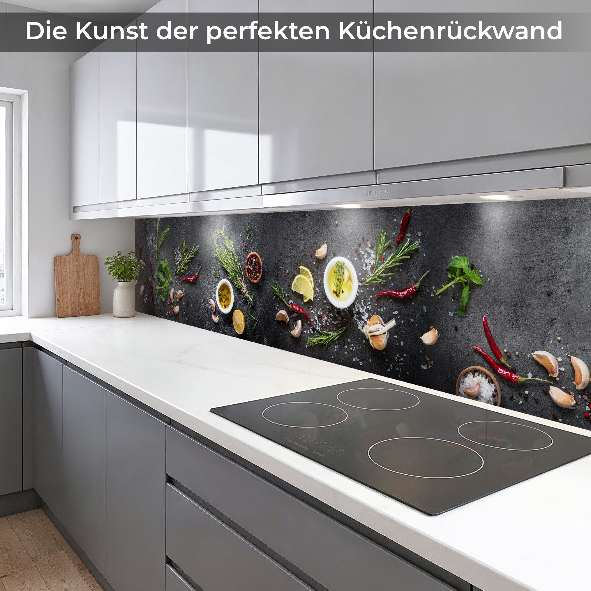 Rodnik Küchenrückwand Gewürze, monolithische ABS-Platte mit Direktdruck, formstabil und langlebig