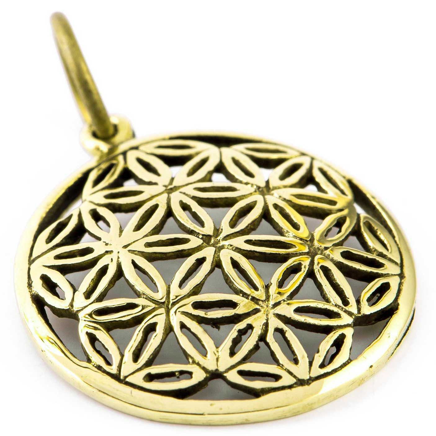 Kettenanhänger Blume des Lebens Anhänger klein Bronze Flower of Life - 17mm