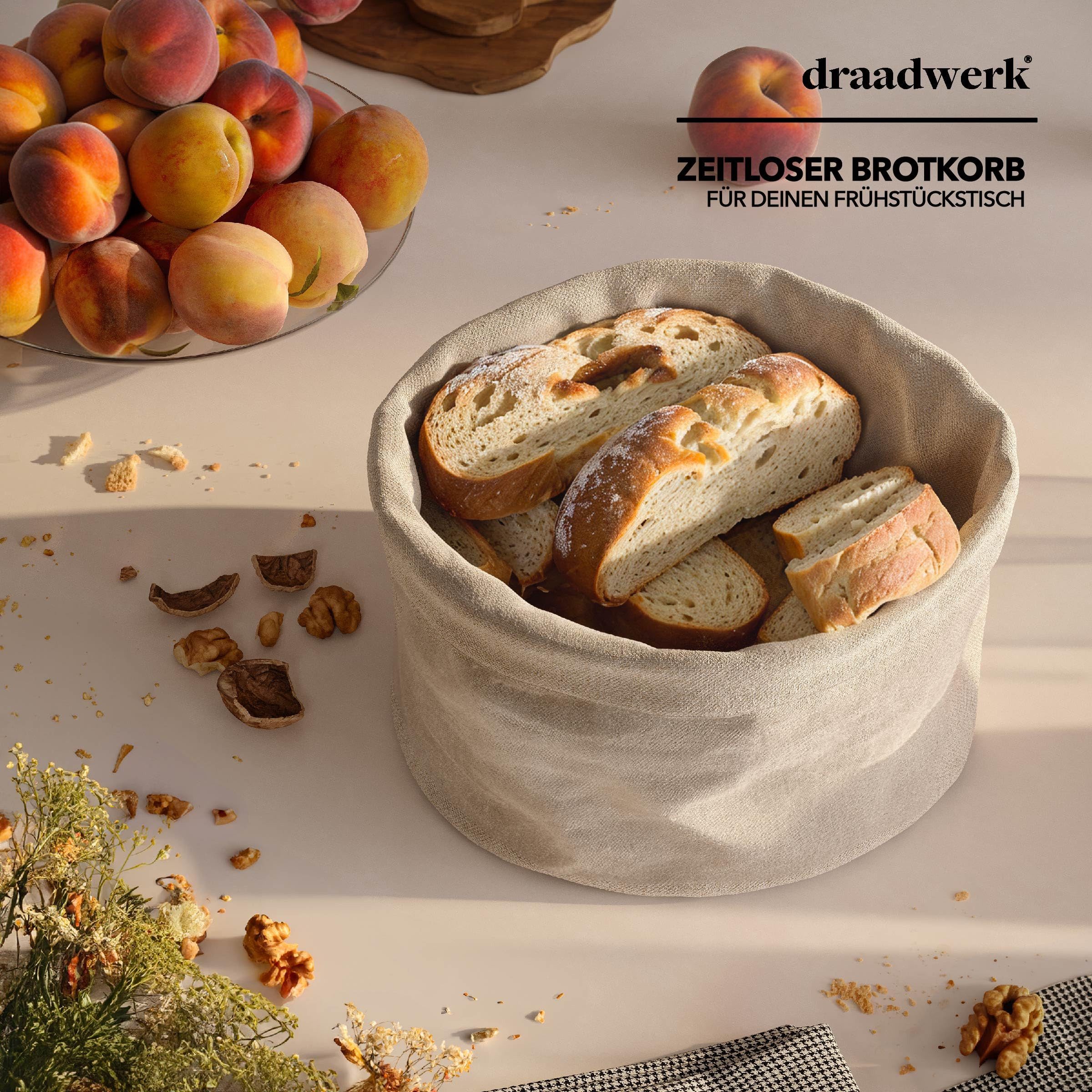 draadwerk® Brotkorb Stoff, Brötchenkorb, Aufbewahrungskorb, Frühstückskorb, Baumwolle, (Für Frühstück, Brunchen & Feiertage), Aufbewahrungskorb
