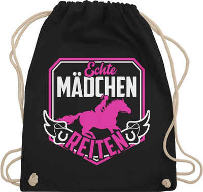 Shirtracer Turnbeutel Echte Mädchen reiten Fuchsia / Weiß, Pferd & Pferde