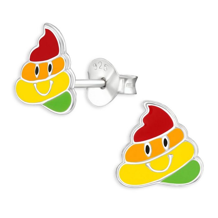 Monkimau Paar Ohrstecker Kaka Emoji Kinder Ohrringe aus 925 Silber (Packung)