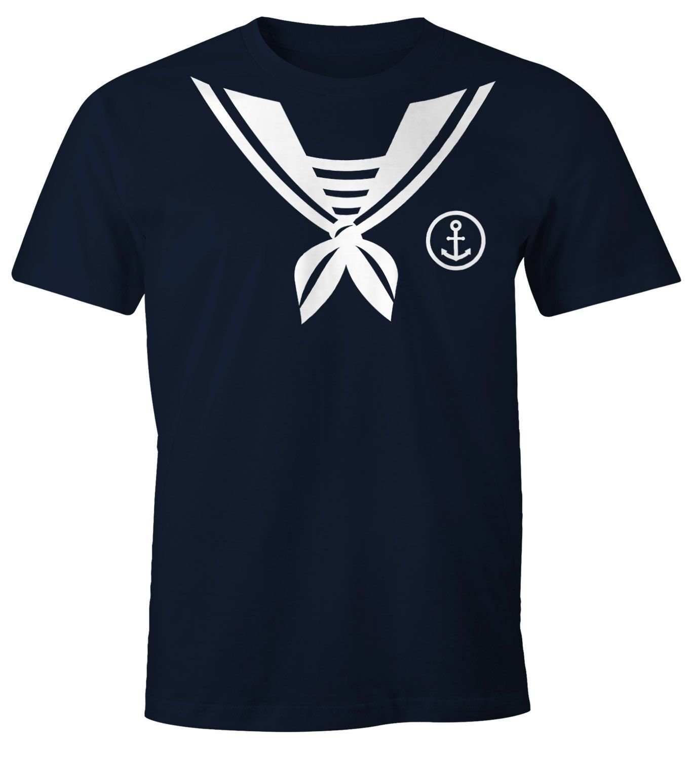 MoonWorks Print-Shirt Herren T-Shirt Matrose Sailor Fasching Fasching-Shirt Fun-Shirt Karneval Fastnacht Moonworks® mit Print navy
