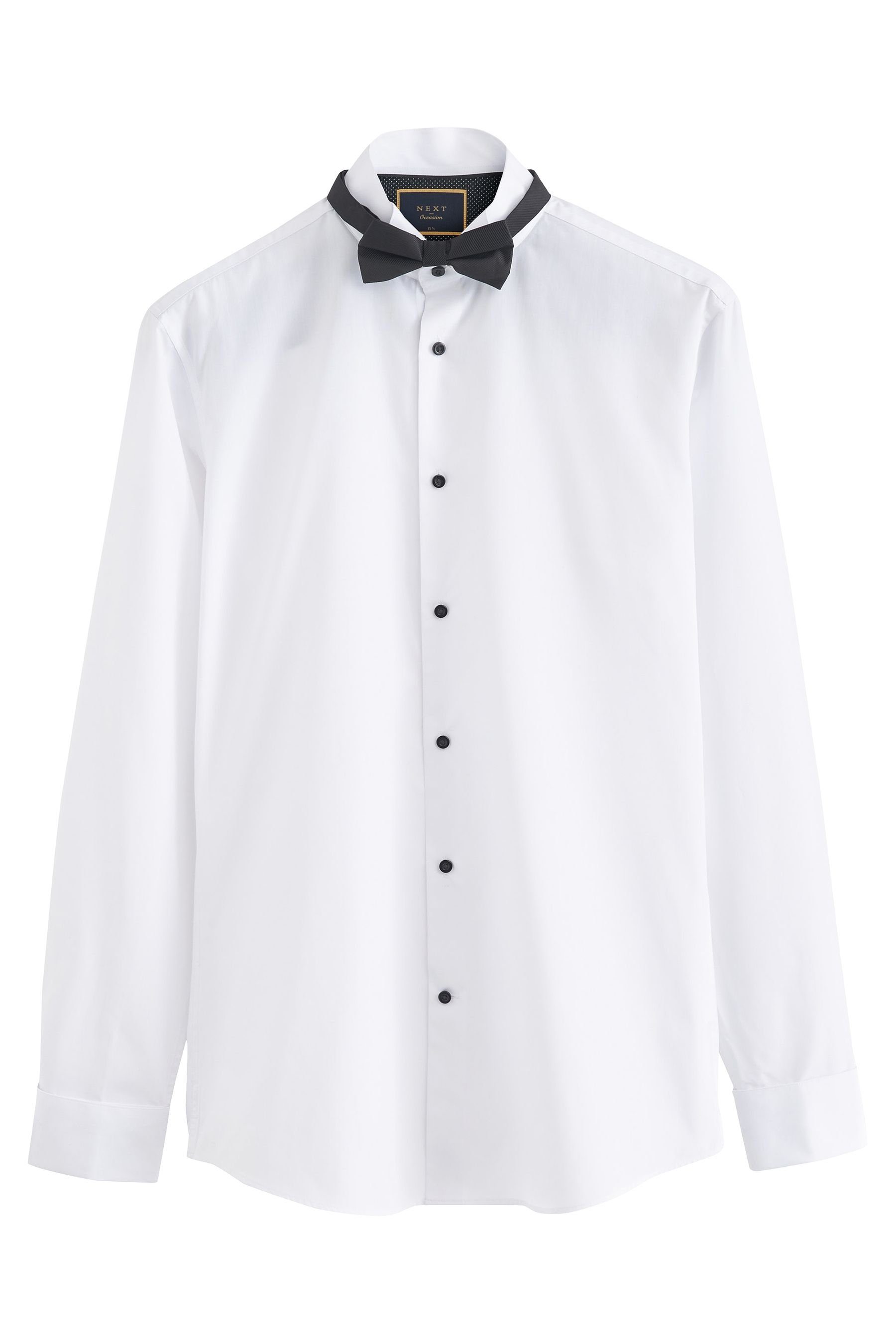 Businesshemd Slim-Fit-Hemd mit Fliege und Doppelmanschetten
