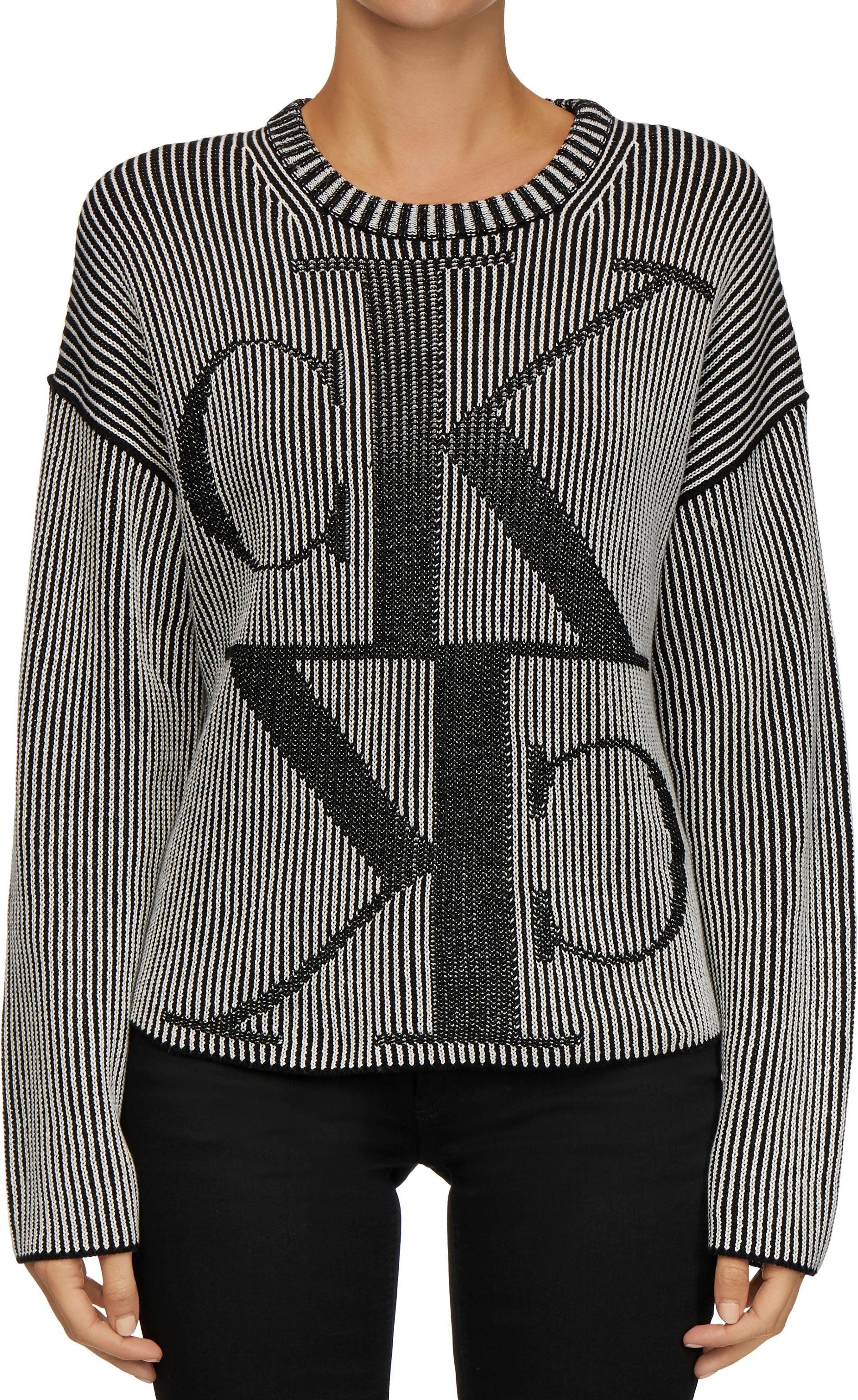 Calvin Klein Jeans Rundhalspullover »MIRRORED MONOGRAM CK CN« mit  eingestricktem CK- Logo im zweifarbigem Rippenstrick online kaufen | OTTO