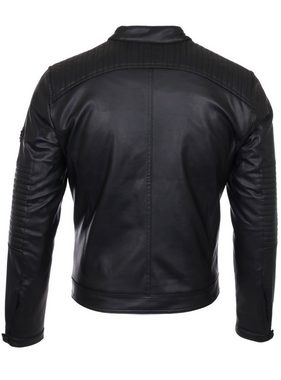 Reslad Lederimitatjacke Reslad Kunstlederjacke Herren-Jacke Leder-Jacke gesteppte Ärmel Überga Biker-Design Jacke mit Zippern