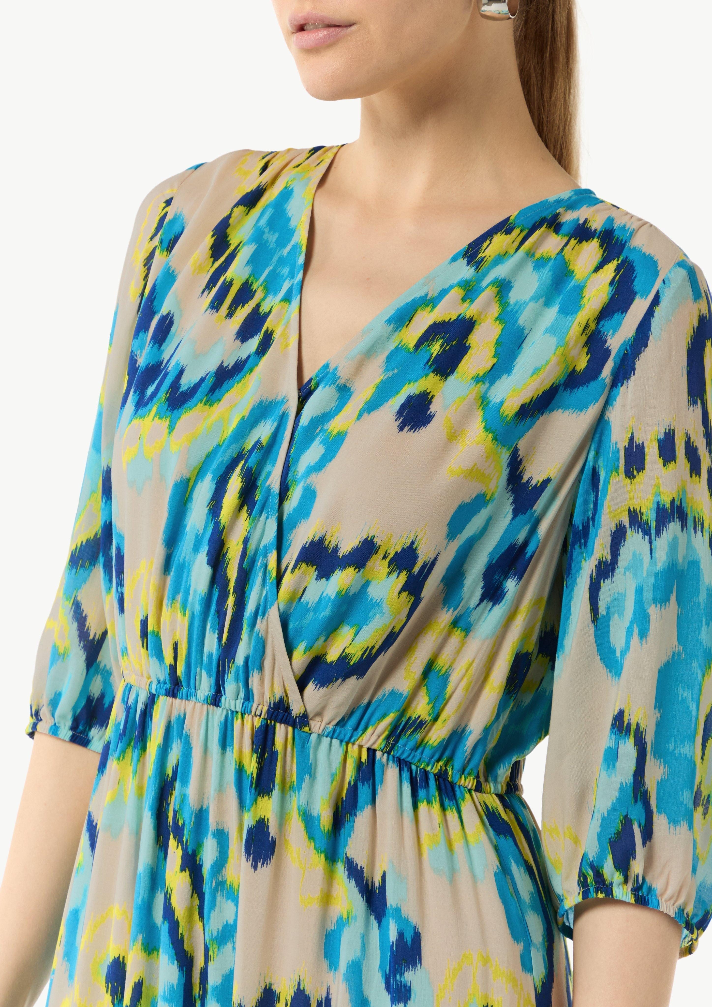 Comma Maxikleid Gemustertes Maxikleid mit V-Ausschnitt günstig online kaufen