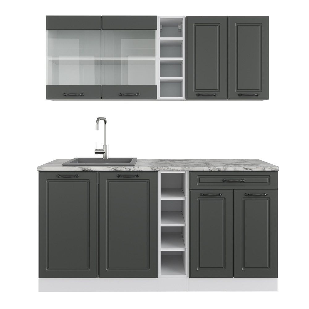 Vicco Küchenzeile R-Line, Anthrazit Landhaus/Weiß, 160 günstig online kaufen