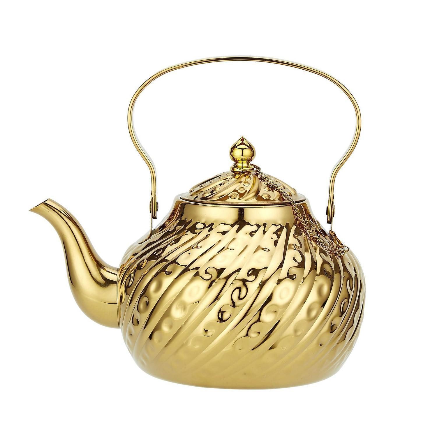 LuxusKollektion Teekanne Teekanne Edelstahl Gehämmert Gold 2000ml