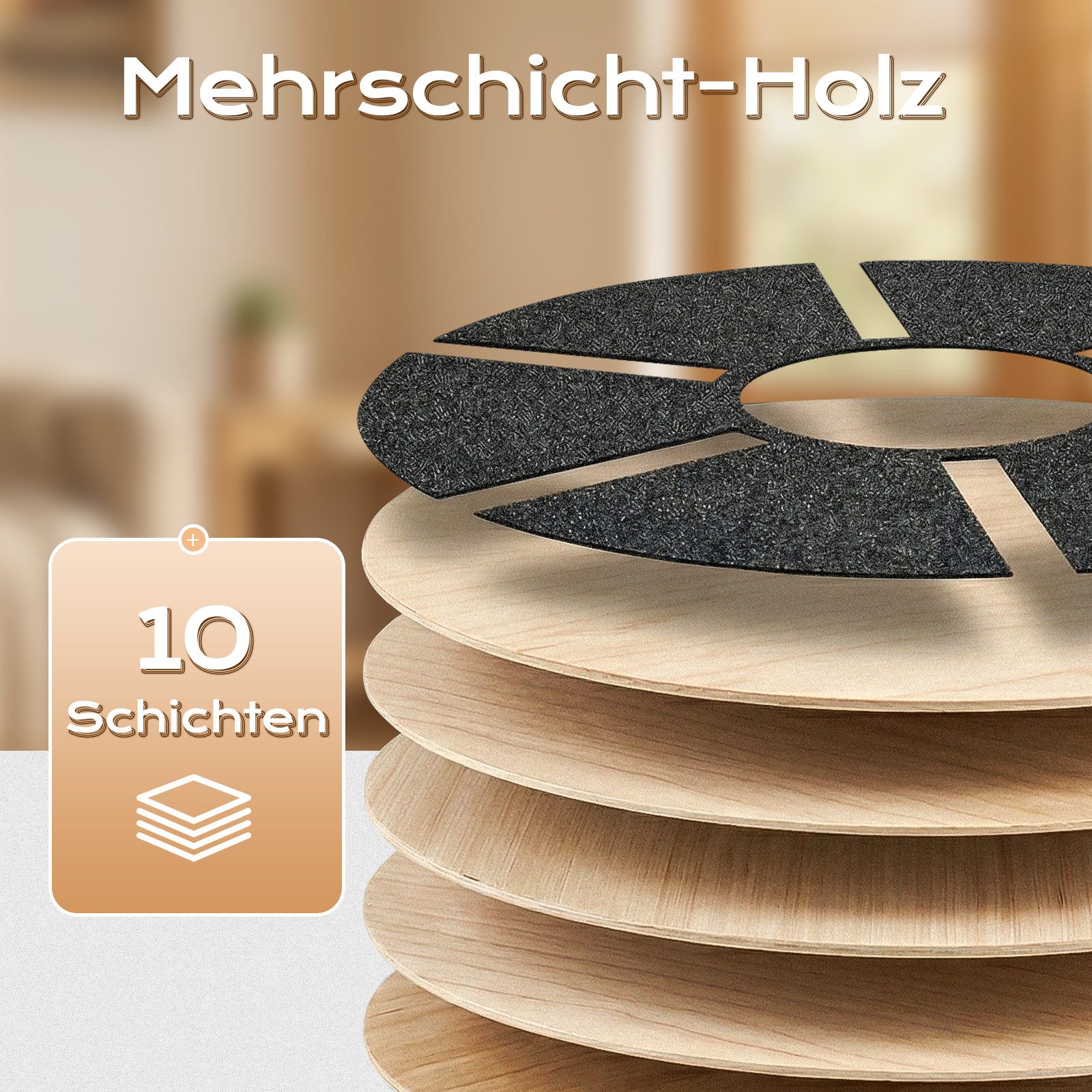ANYLIFE Balanceboard Aus Sperrholz gefertigtes Balanceboard mit rutschfestem Belag, trainiert Gleichgewicht, Koordination und Rumpfmuskulatur