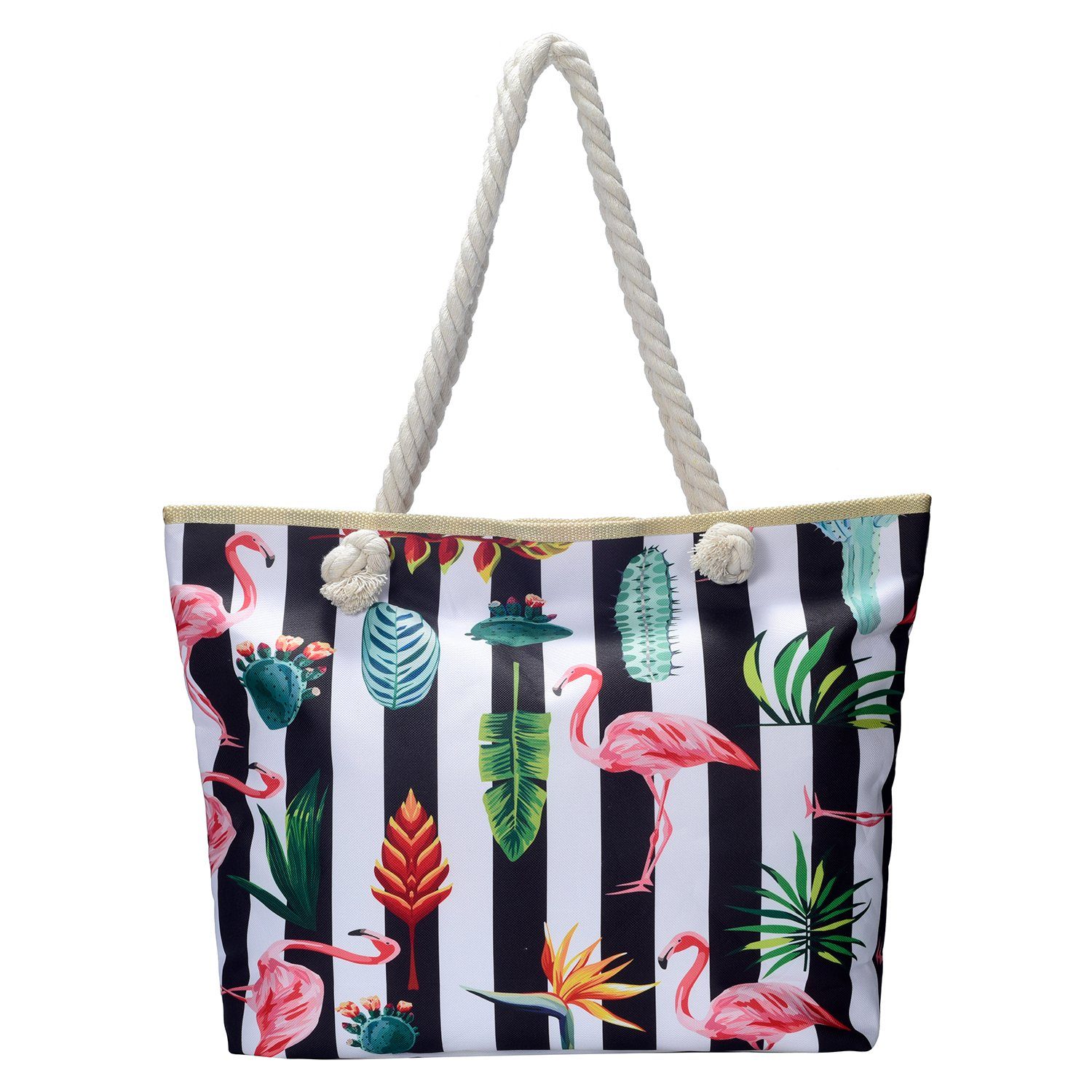 DonDon Strandtasche Style mit Schultertasche Island Beach (2-tlg), Strandtasche, Große Shopper Reißverschluss, tolle Motive fidschi