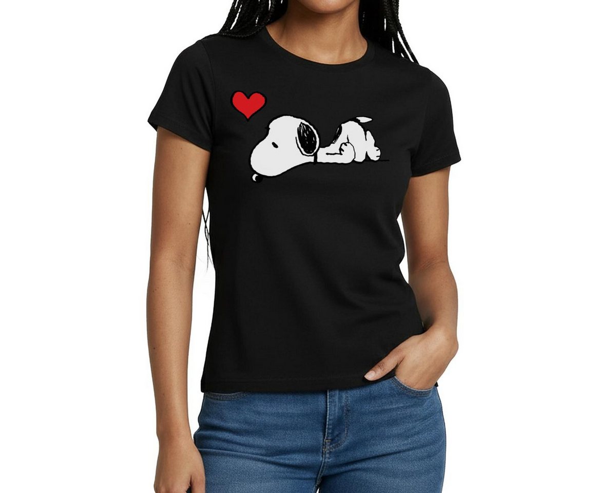 Spreadshirt T-Shirt Peanuts Snoopy Liebe Herz Love Frauen T-Shirt (1-tlg) Slim Fit, fällt klein aus