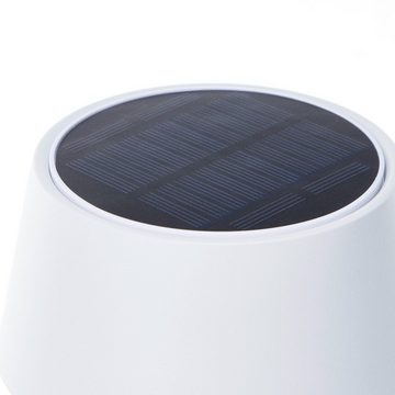 Lightbox Außen-Tischleuchte, Dimmfunktion, LED fest integriert, warmweiß, LED Außen Tischlampe, Solar, 3 Stufen Dimmer, 30cm, Ø13cm, 300lm, weiß