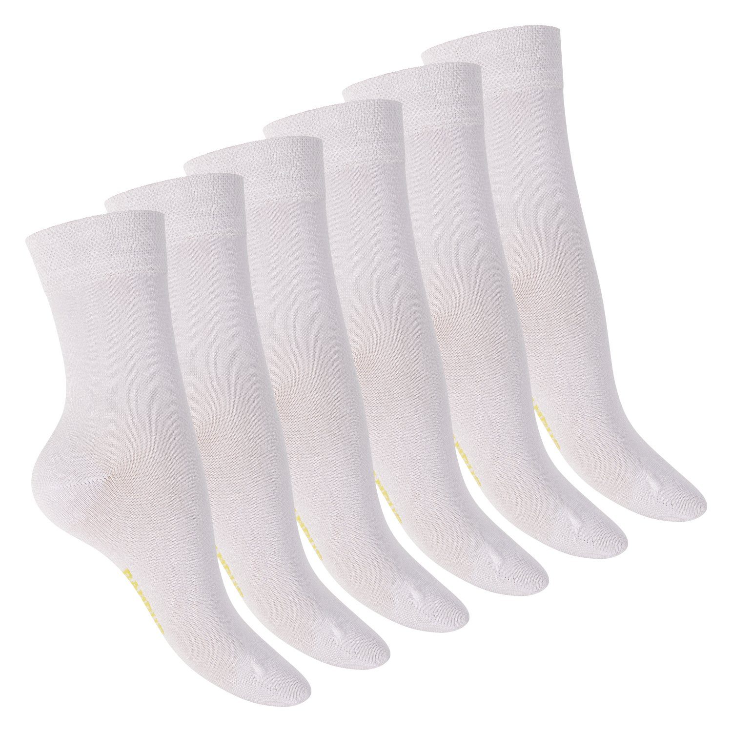 Footstar Basicsocken Damen Bambus Socken (6 Paar), aus nachhaltiger Viskose Weiss