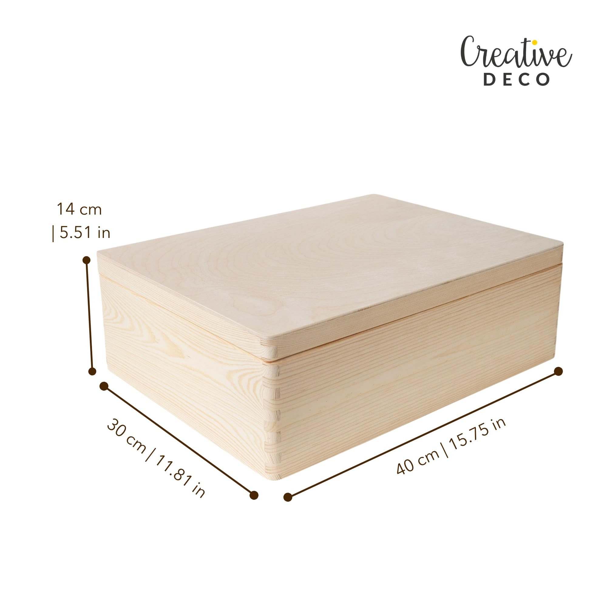 Creative Deco Holzkiste Holzkiste mit Deckel Erinnerungsbox Baby Unlackiert – Bild 3 von 5