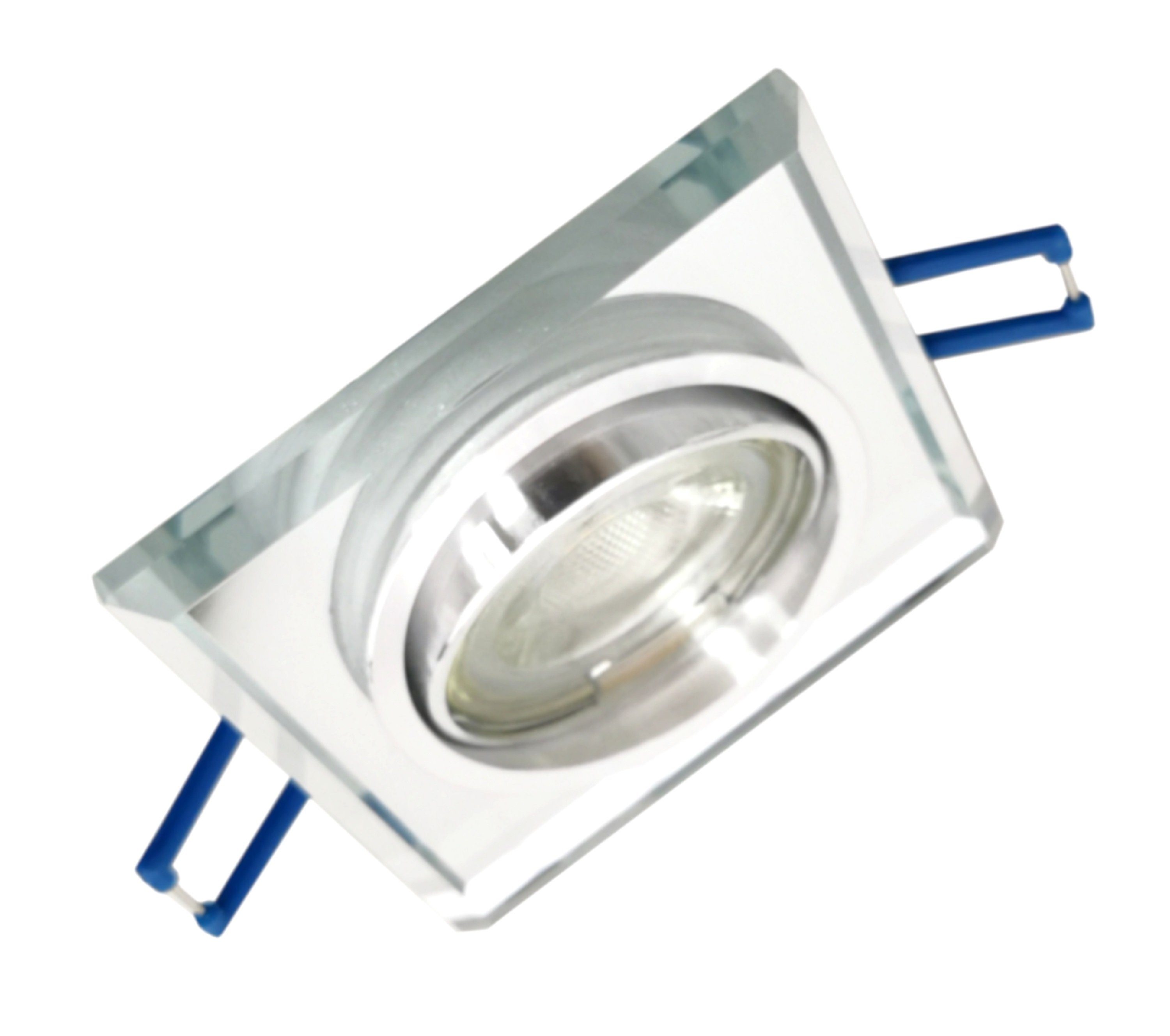 TRANGO LED Einbauleuchte, 3er Set 6729S-03GU5W-AK *CRYSTAL* LED Deckenstrahler aus handgeschliffenem Glas & Alu inkl. 3x 5 Watt GU10 LED Leuchtmittel 3000K warmweiß, Einbauleuchte, Einbauspots, Deckenleuchte, Deckenspots, Badleuchte, Deckenlampe