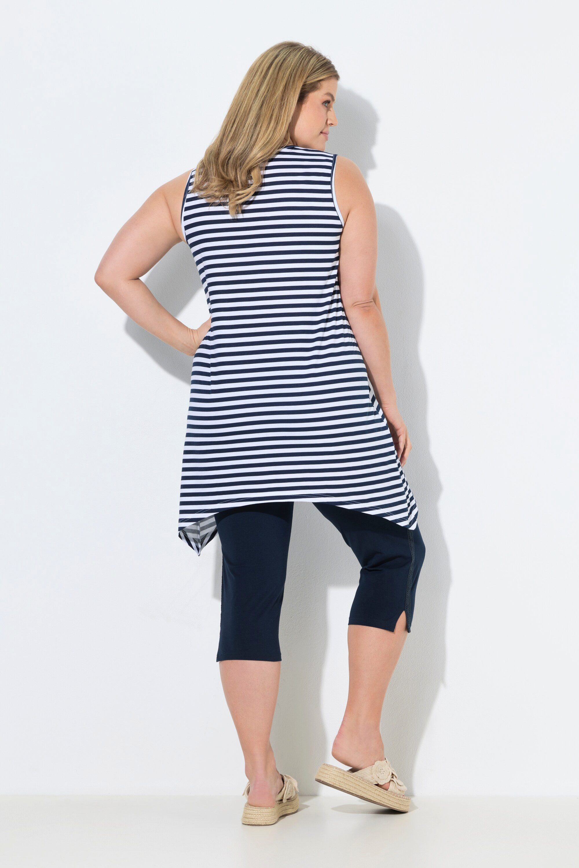 Ulla Popken Longtop Longtop Ringel A-Linie V-Ausschnitt ärmellos