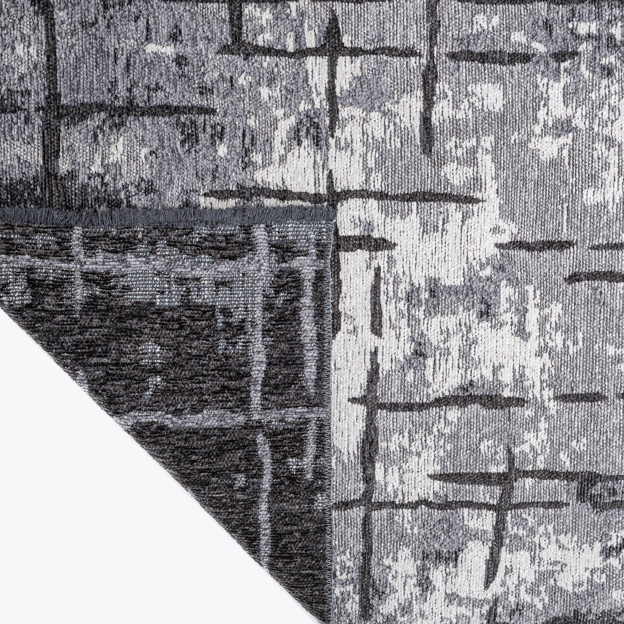 Teppich SOHO, Kurzflor Höhe: Eleganter Flachgewebe Wohnzimmer, mm, Modern Jimri, 8 Streifen-Hellgrau Teppich, Rechteckig