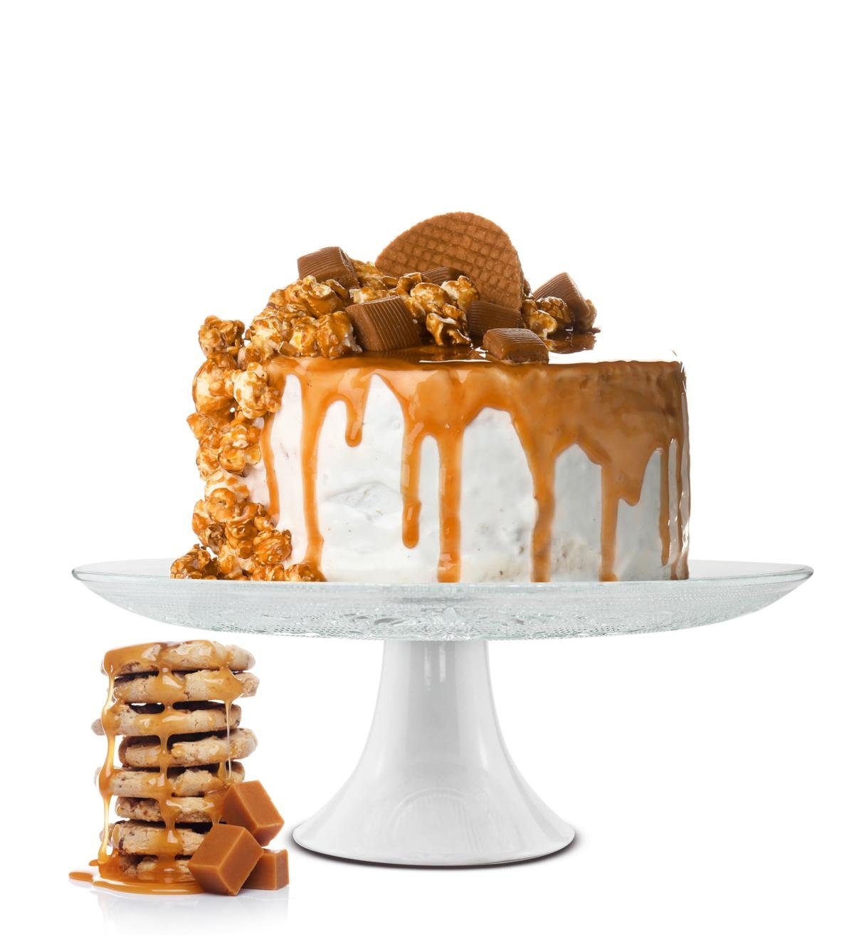 Sendez Kuchenplatte Kuchenplatte mit Relief Ø29cm Tortenplatte Tortenständer Servierplatte, Glas