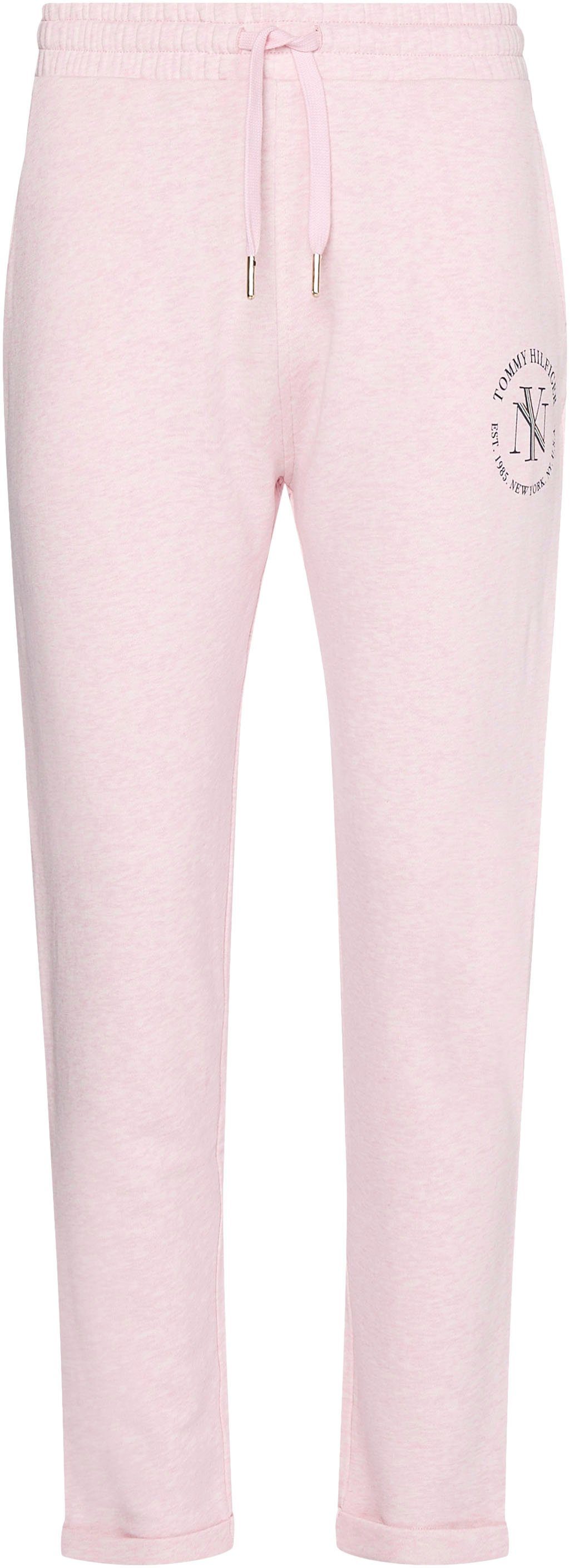 Hilfiger SWEATPANTS Hilfiger Markenlabel Classic-Pink-Heather NYC mit Sweatpants Tommy Tommy ROUNDALL TAPERED
