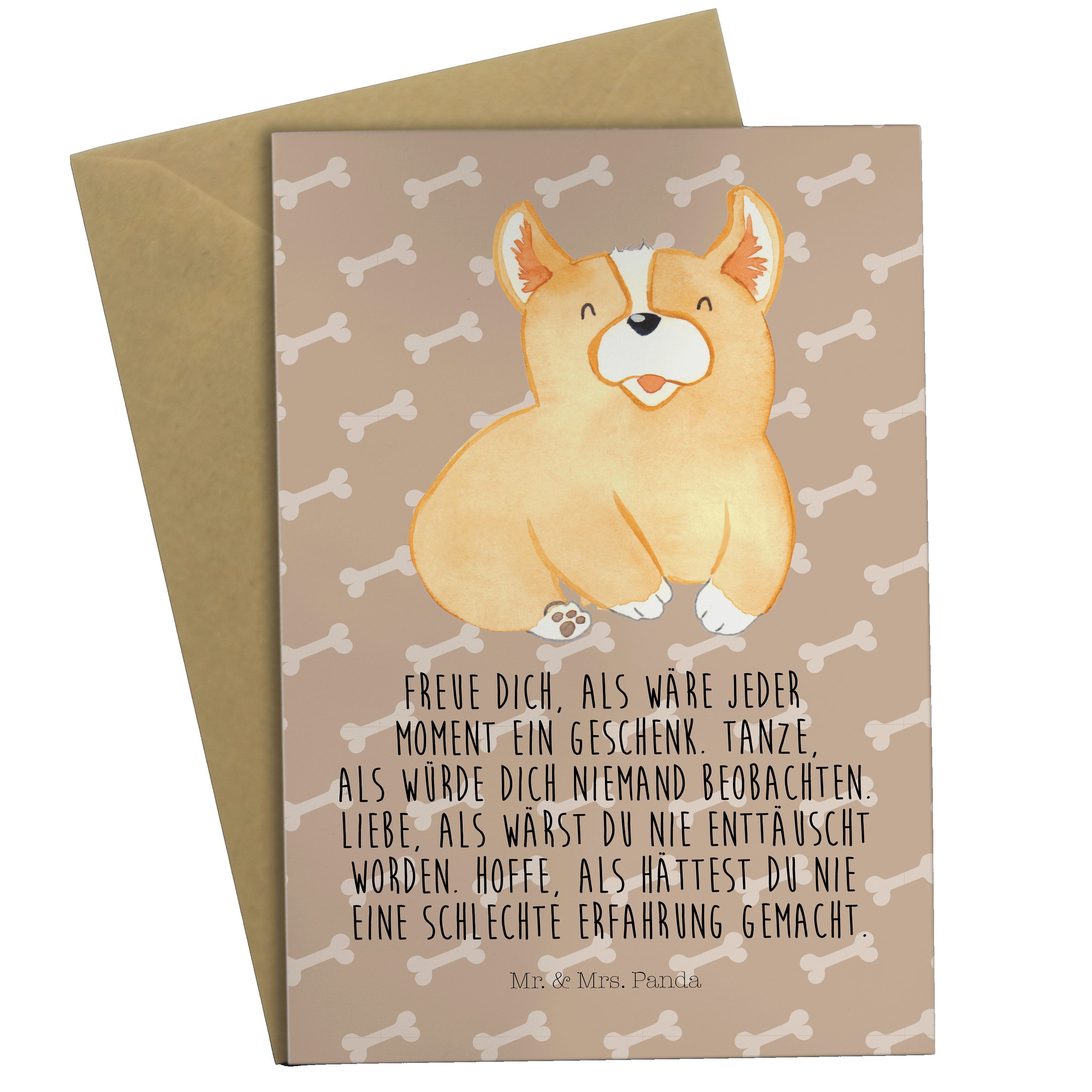 Mr. & Mrs. Panda Grußkarte Corgie - Hundeglück - Geschenk, Einladungskarte, Glückwunschkarte, Hu