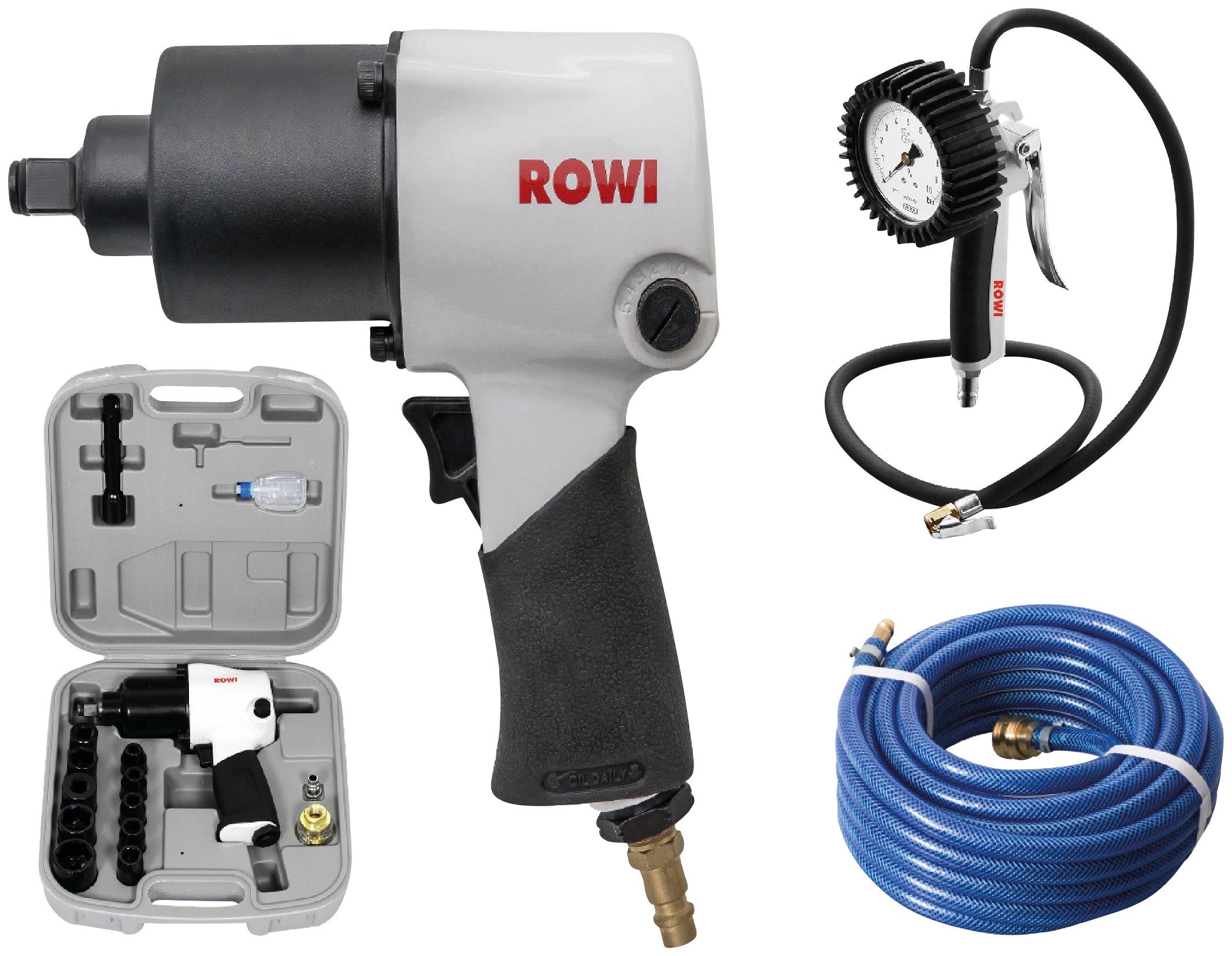 ROWI Druckluftwerkzeug Profi, 4-tlg. | Druckluftgeräte