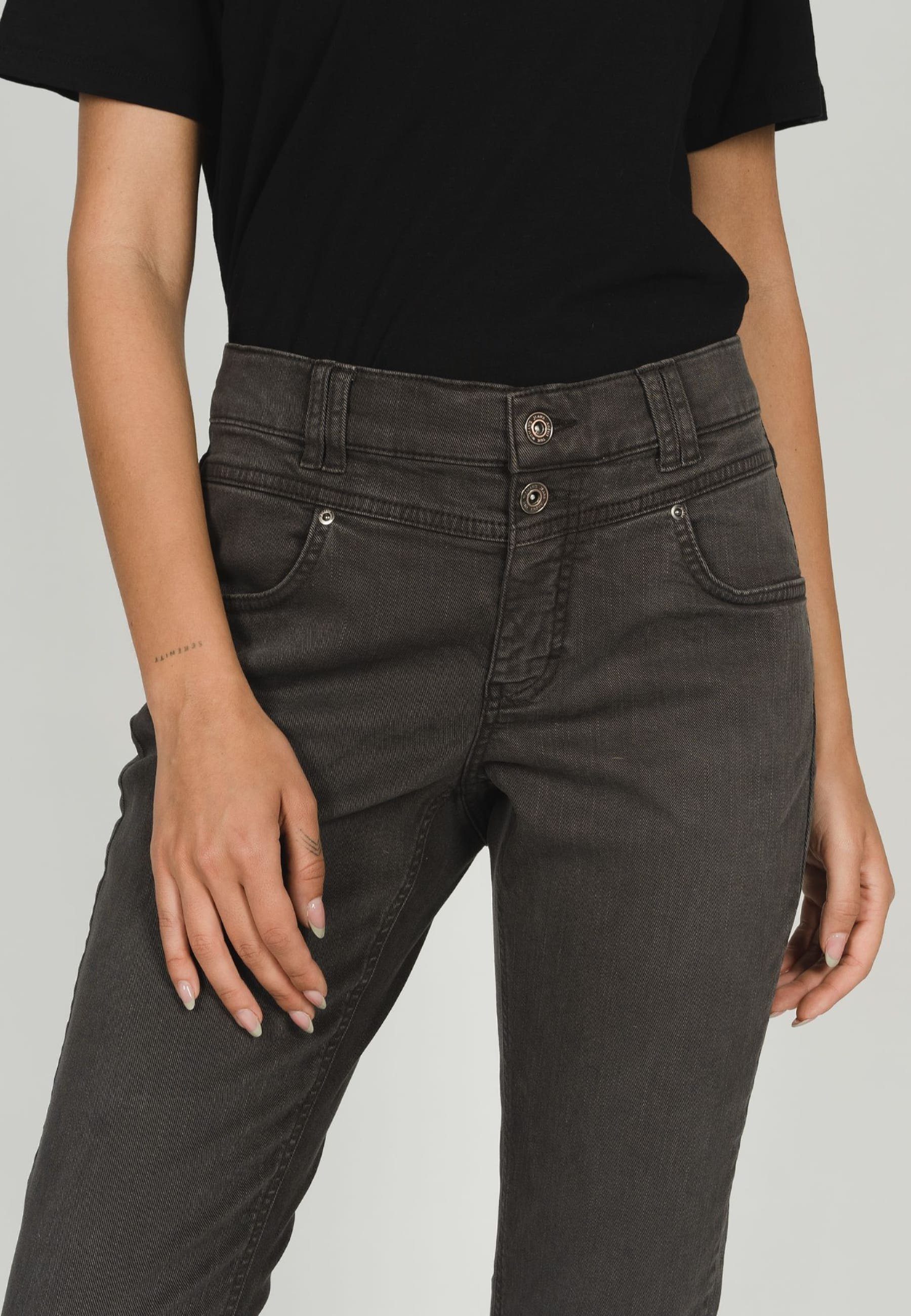 dunkelbraun Slim-fit-Jeans Button mit Coloured ANGELS Jeans Denim Skinny