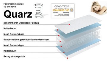 Bonnellfederkernmatratze Federkernmatratze QUARZ, vergütete Federn, Matratzen Perfekt, 19.00 cm hoch, klassische Bonell Federkernmatratze mit hoher Stützkraft