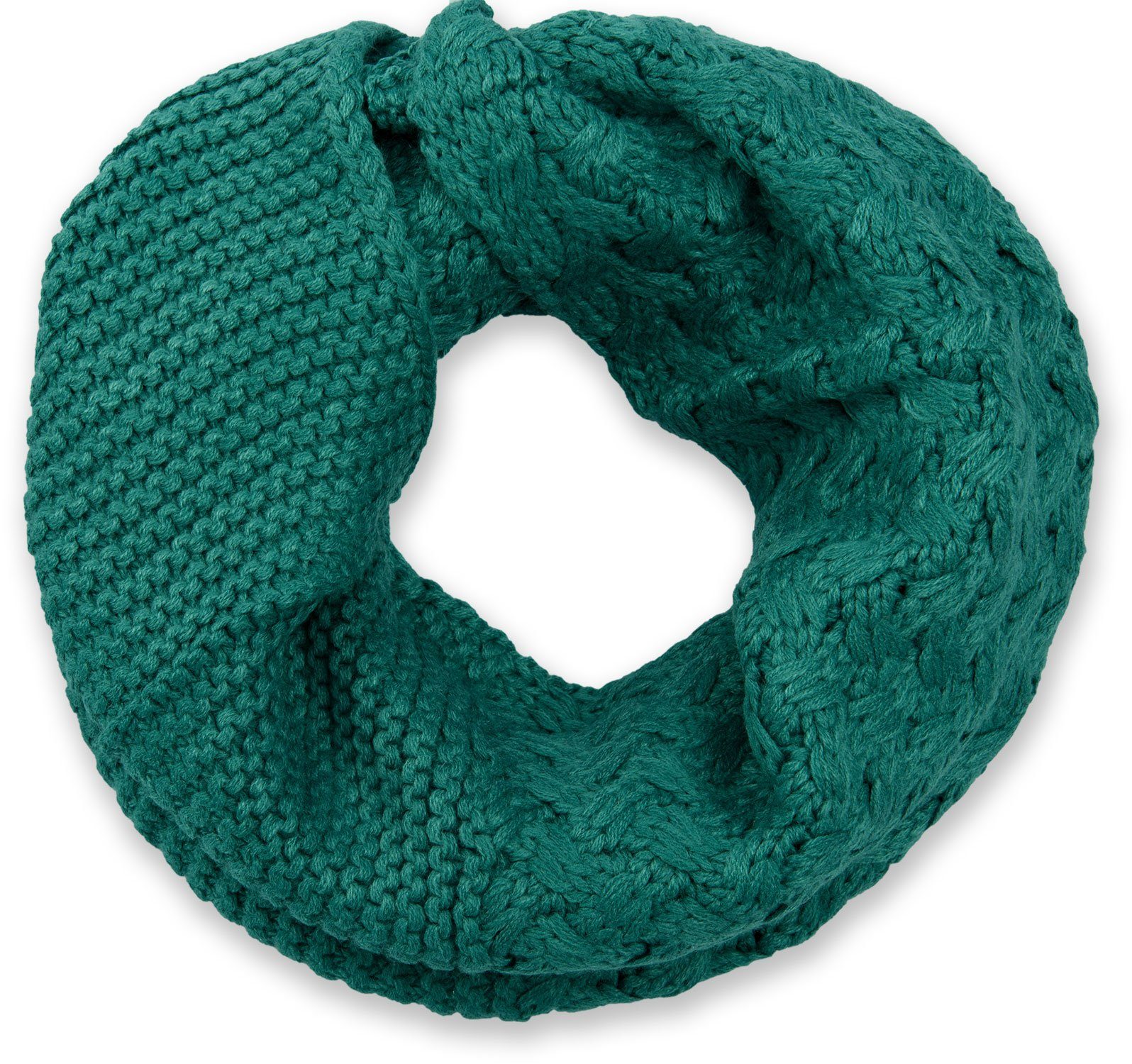 styleBREAKER Strickschal, (1-St), Strick Loop mit Mustermix Petrol