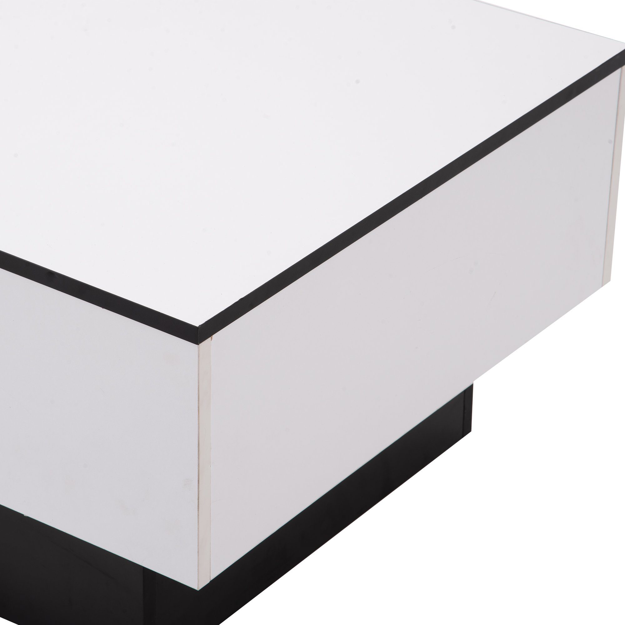 Couchtisch Wohnzimmertisch Weiß ausziehbarem Tischplatte, Stauraum mit OKWISH großer