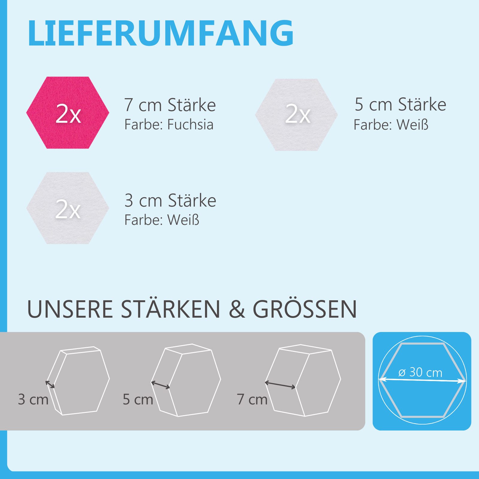 platino24 Akustikplatte 6 Absorber Wabenform aus Basotect ® G+ 3D-Effekt